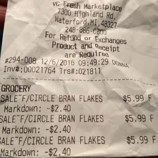 Outrageous!! $8.39 for a 15 oz box of organic bran flakes. On sale for $5.99. Outrageous at either price!! I will not be back there!