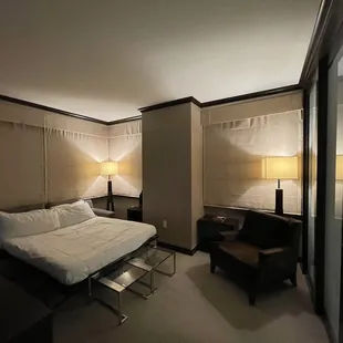 We rearranged the furniture in the living room for a more comfortable stay.