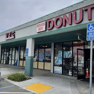 the outside of a donut shop