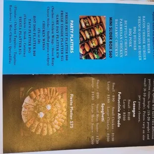 Cater Menu