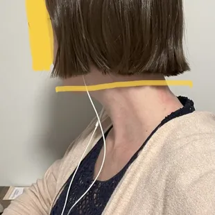 My hair has wave to it so its going different directions. But the back is clearly longer than the front.