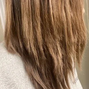 Is this is ashy blonde balayage with layers!?