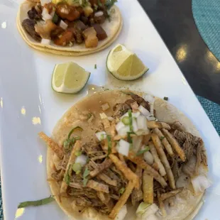 Al pastor (top) and pollo (bottom) tacos