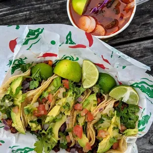 Tacos Al Pastor with a warm Pozole!