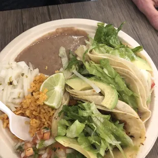 Taco plate with jackfruit and soy.