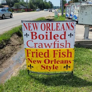 a new orleans boiled crabfish sign