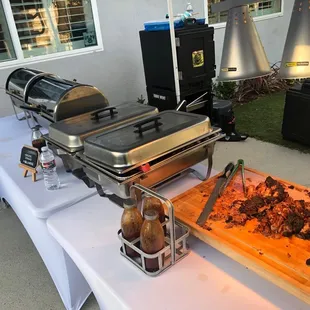 a grill and a cutting board