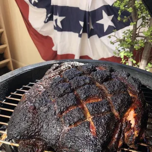 Pork shoulder, AKA the Boston Butt  smoked over sweet apple wood overnight. Happy Birthday America!!