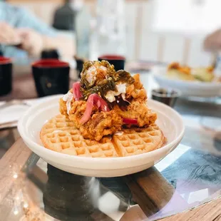 "Chicken" and waffles. Amazing.