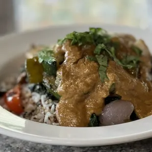 Roasted vegetable curry bowl (vegan,  gluten free)