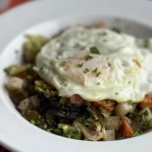 Vegetable hash with over-easy egg (Sundays only)