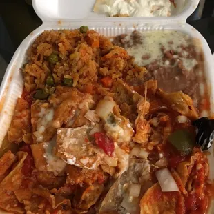 I got the chilaquiles with beans and rice. Its a lot of tasty food.