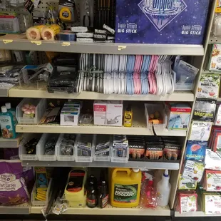 a variety of products on shelves