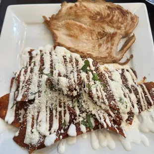 Chilaquiles with Chicken and a side of eggs