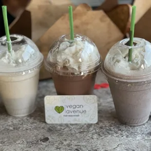 Vanilla, chocolate and cookies n creme milk shakes