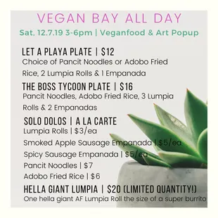 Join us at the Veganfood &amp; Art Popup on Sat, 12.7.19 from 3-6pm at 501 E Main St in Stockton!