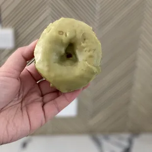 Matcha cake donut.