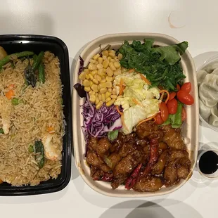 General Tso's Bowl Shrimp Fried Rice  Steamed Dumplings