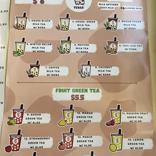 E Tea Menu 1