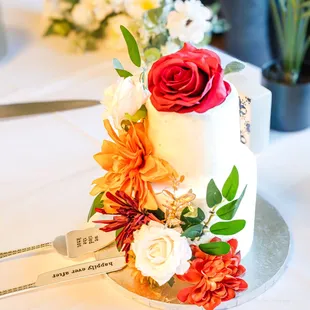 Traci Stickler's wedding cake! It was so beautiful, sooo delicious (almond-cherry!), and we had two 1/2 sheet cakes for guests as well!