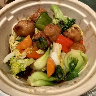 Basil Vegan Chicken with Mixed Green Veggies