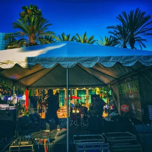 a group of people under a tent