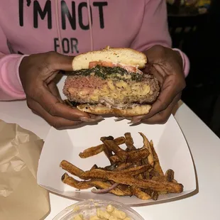 MAC burger and fries