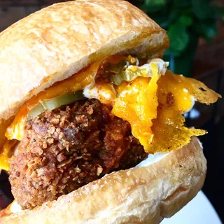 Buffalo No-Chicken Seitan Po'boy + Fries