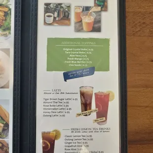 Drink menu