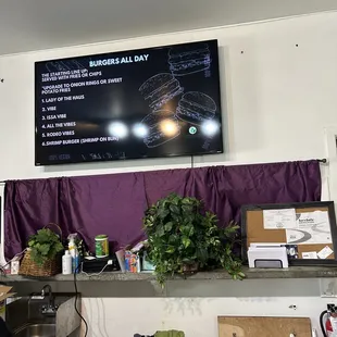 a menu on the wall