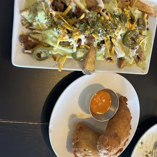 Loaded fries and Vegan Empanadas