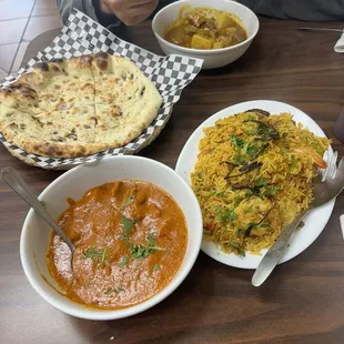 Chicken Tikka Masala Lamb Vinadaloo Prawn Briyani Onion Naan