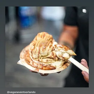 a person holding a plate of food