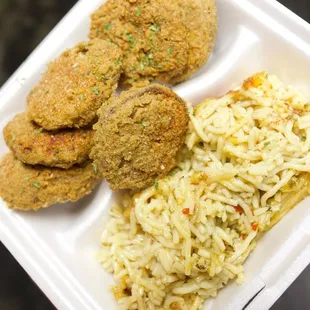 Fried eggplant and bake mac and cheese