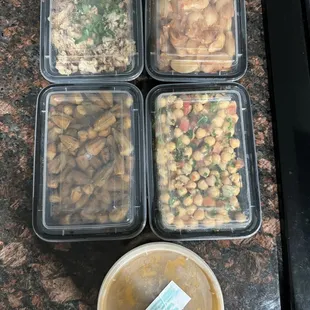 TooGoodToGo app. $6.99 (From top left, clockwise: Cauliflower, butter beans, okra, chickpea salad and lentil soup)