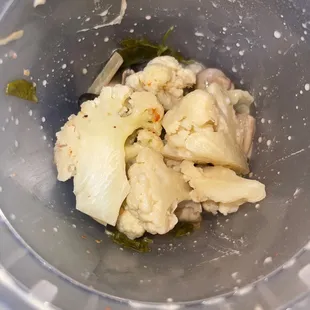 Poured out the Coconut Soup (Tom Kha) Vegan to show ratio