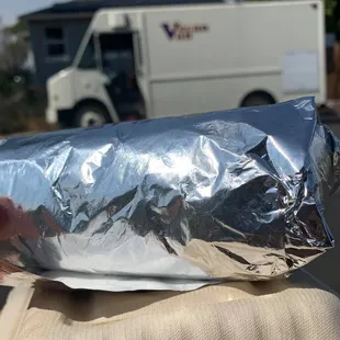 a wrap wrapped in aluminum foil