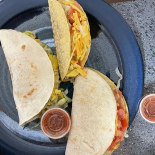 Chalupa, potato taco and crunchy beef taco.