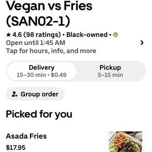 The is the ubereats menu