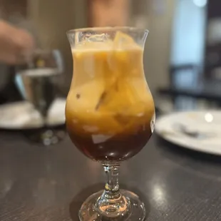 a glass of iced coffee