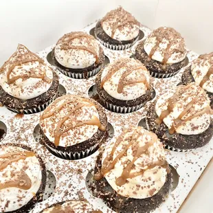 a box of chocolate cupcakes