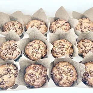 a box of chocolate chip muffins