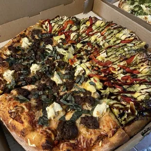1/2 and 1/2 - Specialty pizza #7 and #5