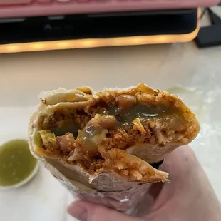 Breakfast burrito with chorizo