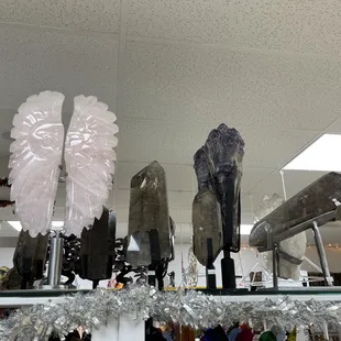 High quality Rose Quartz Angel Wings and Smoky Elestials