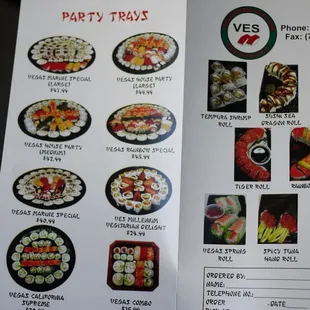 the menu for the restaurant