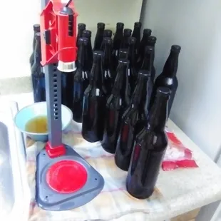 Bottling the Belgium Raspberry Framboise...