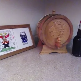 My family Crests, a REAL solid Oak Barrel for aging my fermentations...