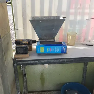 Steve homemade grinder for all the wheat and barley