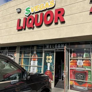 the front of a liquor store